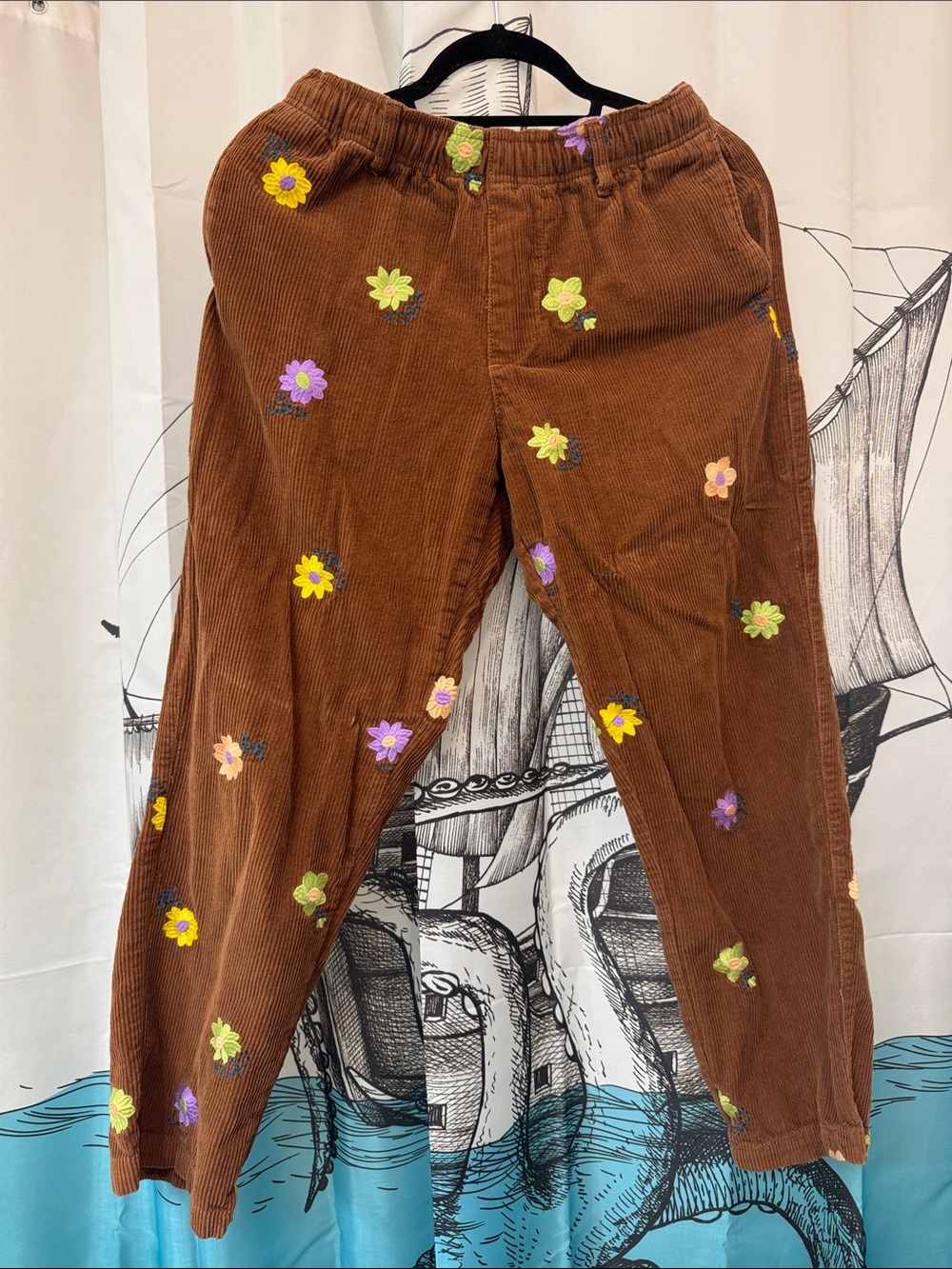Urban Outfitters Corduroy Floral Embroidered Pants